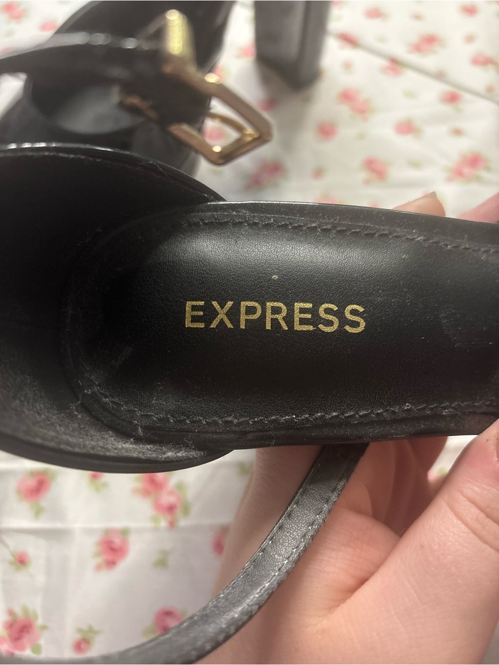 Express Black Patent Pointed-Toe Ankle-Strap Heels - Picture 4 of 4